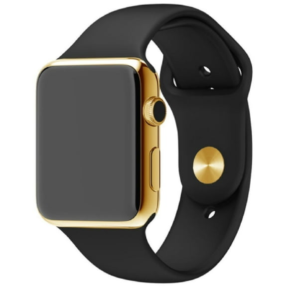 24 Karat Gold Plated Series 4 44mm Iwatch with Black Sports Band