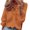 Orange, variant on WREESH Womens Fashion Blouses Business Casual Tops Ruffle V Neck Solid Color Pullover Regular Fit Long Sleeve Tops Casual Full Tops Loose Plus Size Clothing Beige