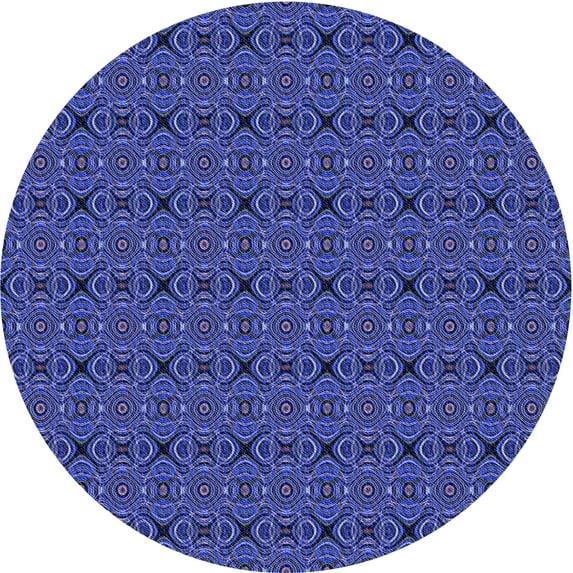 Ahgly Company Indoor Round Patterned Denim Dark Blue Area Rugs, 4' Round
