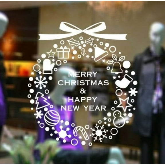 Christmas Decal ~ MERRY CHRISTMAS REEF ~ Wall or Window Decal 19" x 20" (White)