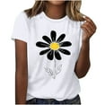 thumbnail image 2 of ZQUUVOU Womens T-Shirts Printed Floral Crew Neck Short Sleeved Tops(White,2XL), 2 of 4