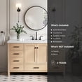 thumbnail image 4 of ARIEL Cambridge 61 Inch Single Rectangle Sink Bathroom Vanity With Pure White Quartz Countertop 1.5 Inch Edge In Oak, 4 of 7