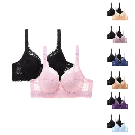 Agkizg Underwire Push Up Bras Full Coverages Bra for Lift and Support Side Smoothing Bra Sagging Comfortable Everyday Wear Bras 2-Pack (Women s or Women s Plus)