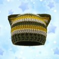 thumbnail image 2 of AJGRHE Cat Ear Beanie Y2K Hat, Star Cat Ear Cap For Adults Warm Hand Crocheted Ear Striped Wool Ear Cap Yellow One Size, 2 of 3