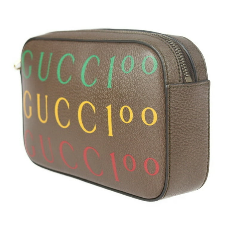 Authenticated Used GUCCI Gucci Belt Bag 100th Anniversary Waist 602695 Calf  Leather Brown Multicolor Gold Hardware Logo Body Pouch Bum 