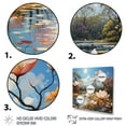 thumbnail image 3 of Designart "White Pcoral Magnolias landscape Pointillism Dot" Floral Floater Framed Canvas Wall Art, 3 of 7