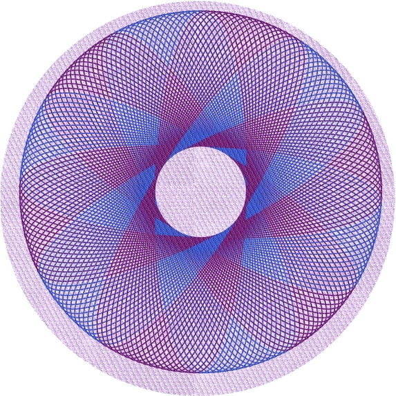 Ahgly Company Indoor Round Patterned Purple Plum Purple Area Rugs, 6' Round