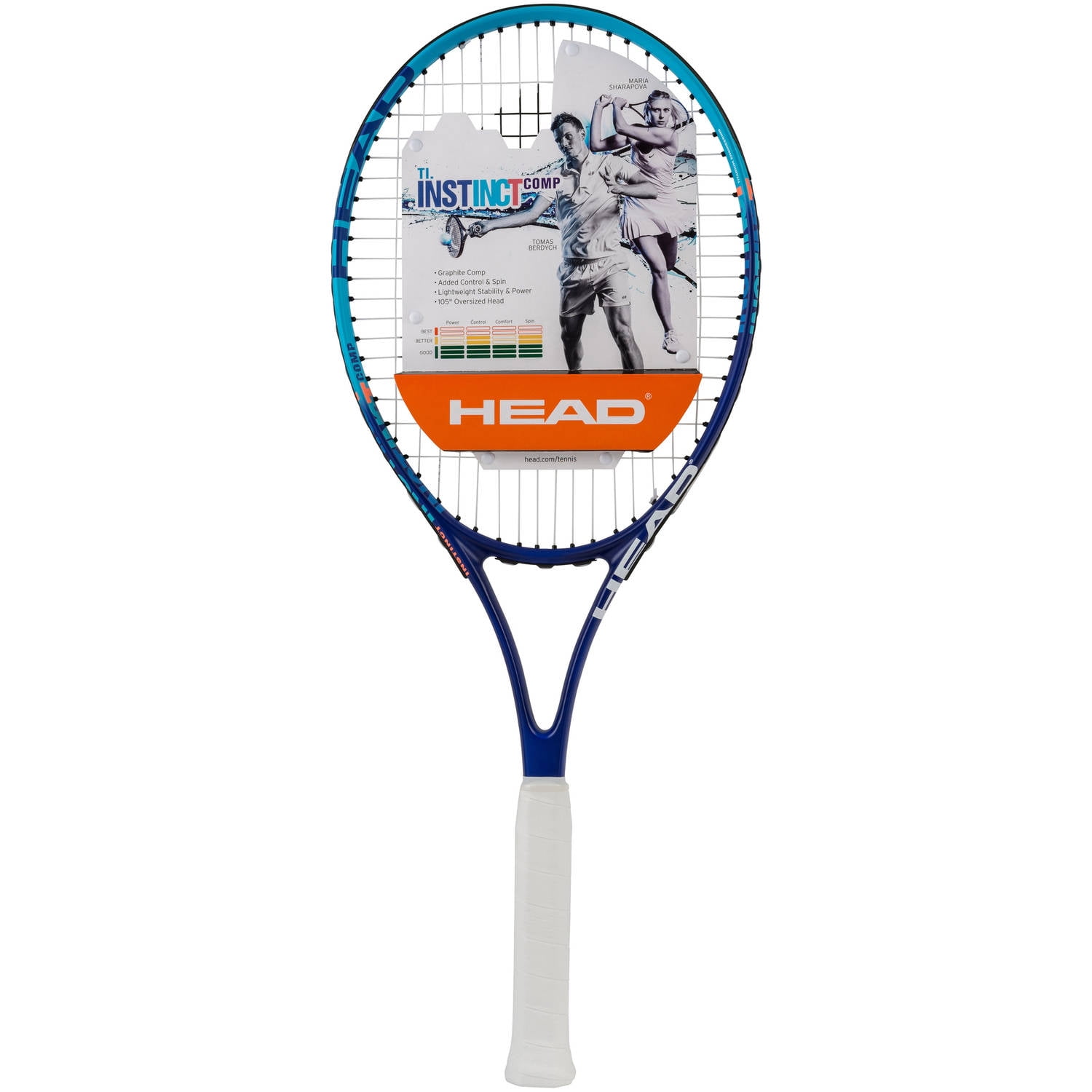 Blue Ti Grip Size 4 1/4 In HEAD Pre-Strung Tennis Racket Instinct Comp 