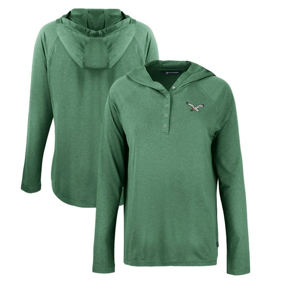 Women's Cutter & Buck Hunter Green Philadelphia Eagles Historic Coastline Epic Comfort Eco Recycled Raglan Pullover