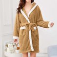thumbnail image 2 of AOOCHASLIY Bath Robes for Women Clothes Winter Hooded Plush Robes Ladies Lengthened Plush Shawl Bathrobe Long Sleeve Robe Coat Robes, 2 of 5