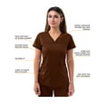 thumbnail image 3 of Adar Pro Scrubs For Women - Sweetheart V-Neck Scrub Top - P4210 - Coffee - XS, 3 of 7