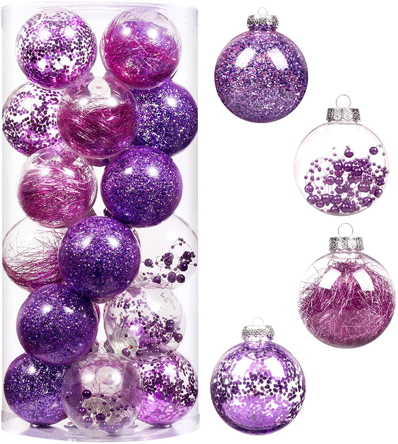 DAMAIE 30ct Christmas Ball Ornaments Shatterproof Large Clear Plastic