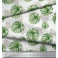 thumbnail image 3 of Soimoi White Velvet Fabric Monstera Leaves Printed Craft Fabric by the Yard 58 Inch Wide, 3 of 3