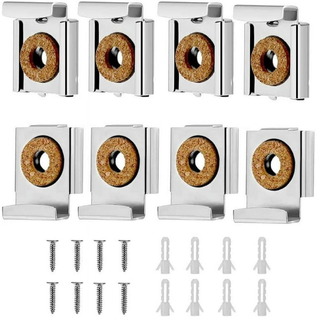 Soporte de montaje para espejo de pared, soporte para espejo, clip de montaje para espejo ajustable montado en la pared, para espejos de pared en baños y guardarropas, 8 piezas Sincero Electrónica