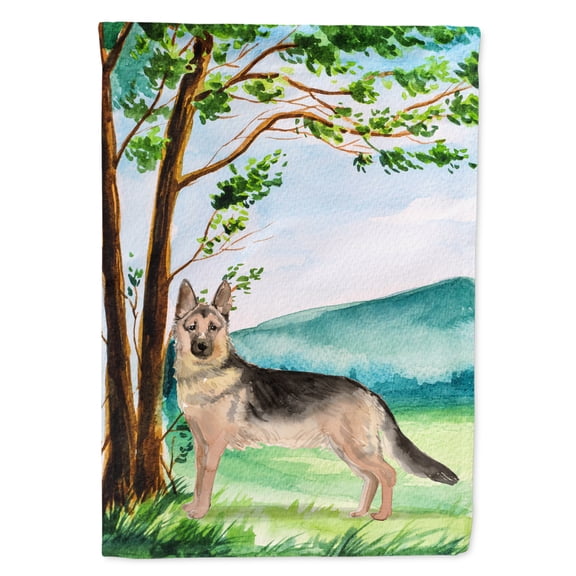 Carolines Treasures CK2012GF Under the Tree German Shepherd Flag Garden Size  Small multicolor