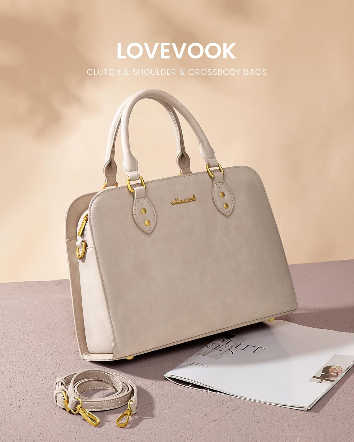LOVEVOOK Purses and Handbags for Women, Vintage-Style Leather Top Handle Shoulder Bag Satchel Tote Crossbody Purse for Ladies