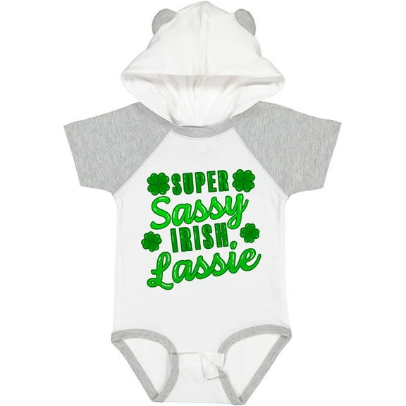 Inktastic Super Sassy Irish Lassy with Green 4 Leaf Clovers Boys or Girls Baby Bodysuit