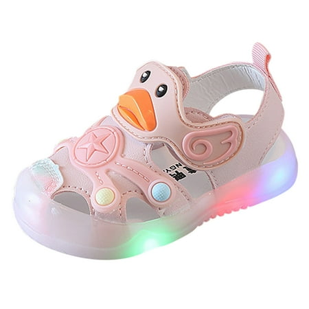 

Tengma Toddler Girl Sandals Light On Led Baby Shoes Children Shoes Boy Sandals Soft Soled Kids Beach Shoes Sandale Casual Cartoon Duck Shoes Sandals for Girls （Pink Size: 22）