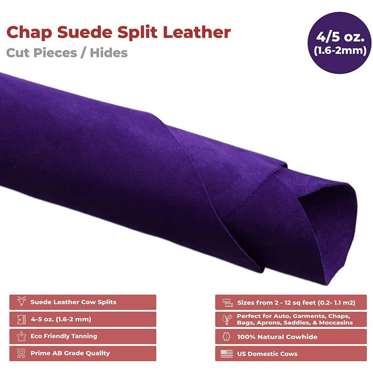 ELW Chap Splits Suede 4-5 oz 1.6-2mm Purple Pre-Cut Piece 2-4 SQ