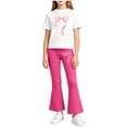 thumbnail image 2 of Xdegoge Girls Outfit 2 Piece Short Sleeve Crewneck Graphic Cute T Shirt and Bell Bottom Flare Pants Set Casual First Day Of School Daily Sets 2-14 Years, 2 of 7