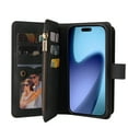 thumbnail image 6 of for iPhone Air Wallet Case, Classic PU Leather Wrist Strap PU Leather Kickstand Card Slots Heavy Duty Protection Zipper Pocket Rugged Phone Case Cover for iPhone Air, Black, 6 of 12