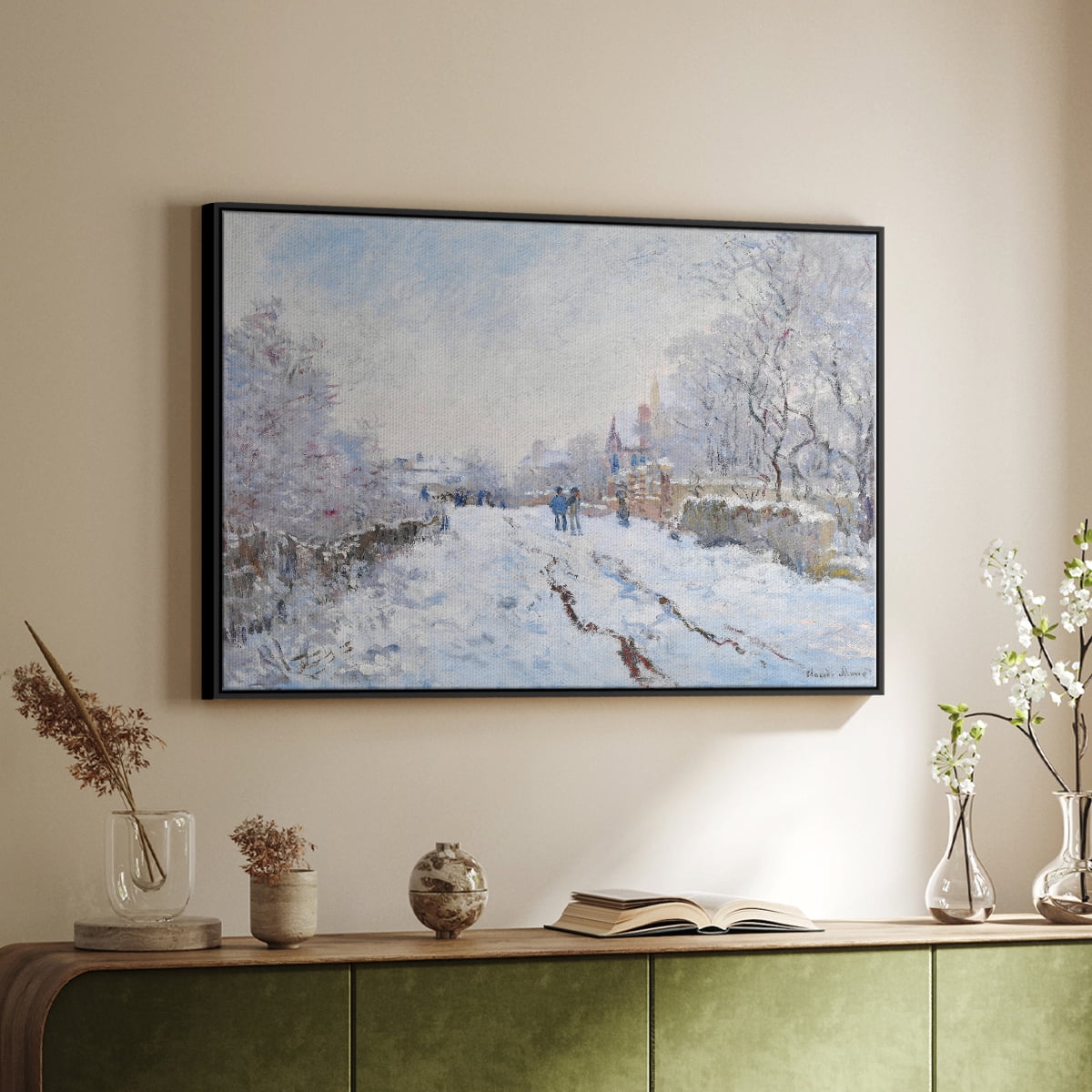 Vintage Landscape-CCXCV By Wexford Home Framed in Black Wood Gallery Wrapped Canvas 27 in. x 41 in.