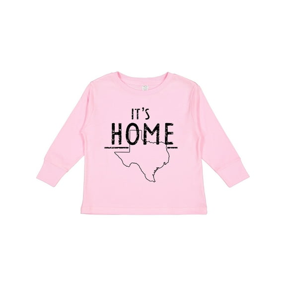 Inktastic Its Home- State of Texas Outline Distressed Text Boys or Girls Long Sleeve Toddler T-Shirt