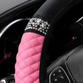 thumbnail image 5 of Bling Soft Leather Steering Wheel Cover, 15 Inch Colorful Rhinestones Auto Elastic Steering Wheel Protector, Sparkly Crystal Diamond for Women Girls, Car Interior Accessories, 5 of 7