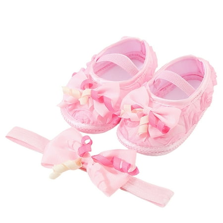 

Child Shoes With Hair Band Fashion Soft Soled Toddler Shoes Versatile Dress Flower Princess Shoes Baby Daily Footwear Casual First Walking