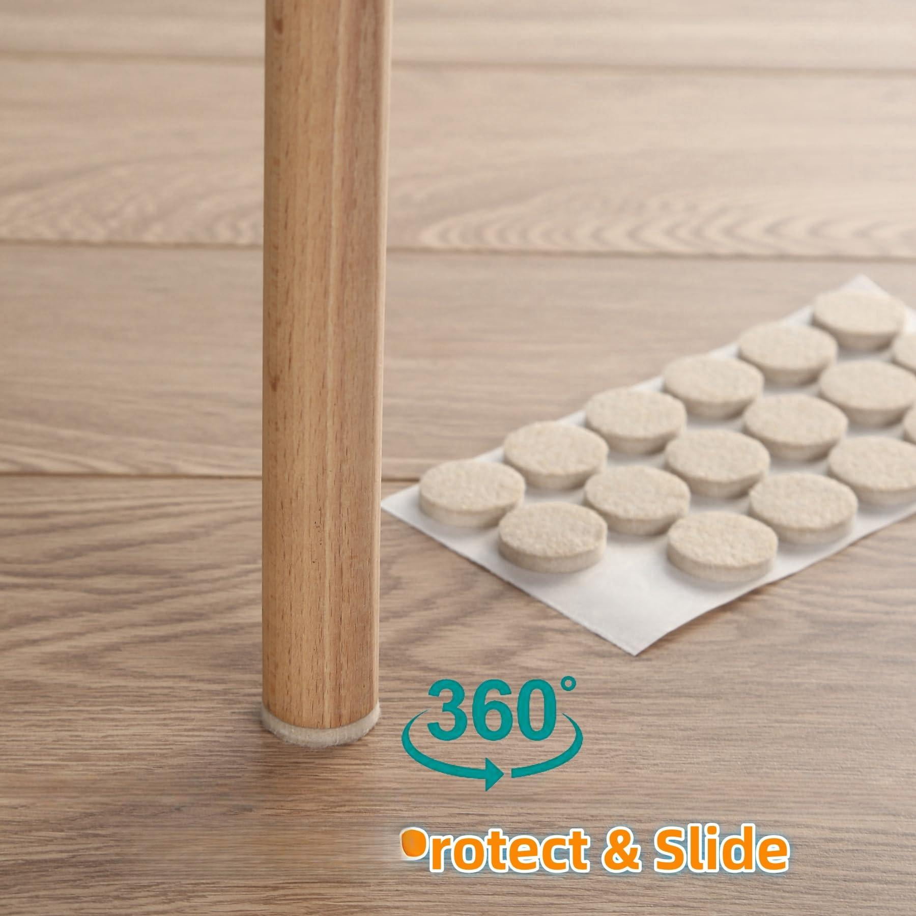 Felt Furniture Pads For Hardwood Floors - Self Adhesive Chair  Floor Protector Feet Sliders Moving Your Smoothly Anti Scratch 108 1" Round