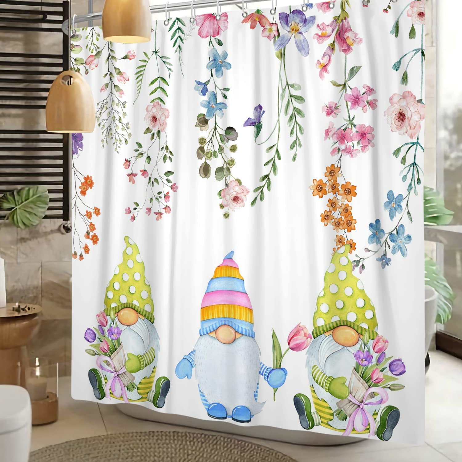 aoselan Boho Mushroom Modern Shower Curtain Groovy Pastel Rainbow 70s  Bathroom Decor Funky Colorful Retro Boho Floral Geometric Shower Curtain  Waterproof Polyester Fabric with Hooks, 72x72 Inch 