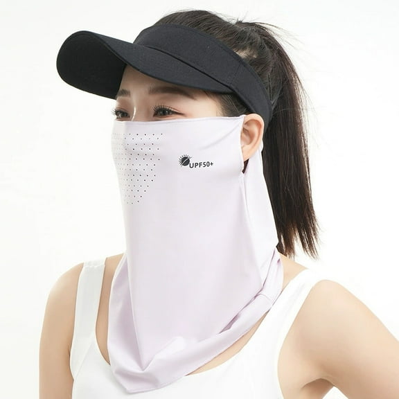 Summer sun mask with ice sleeves for men and women, outdoor cycling, sun protection with ice silk covering, full face, neck, face, and arm sleeves