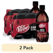 (2 pack) Dr Pepper Zero Sugar Soda Pop, 16 fl oz, 6 Pack Bottles