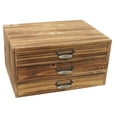 thumbnail image 3 of Organizador de escritorio con cajón, multifuncional, rústico, de 3 niveles, estilo retro, para oficina, armario de madera para guardar facturas y cart, 3 of 6
