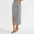 thumbnail image 5 of Women's High Waisted Cargo Midi Skirt – Trendy Split Front Pencil Skirt, Dressy Casual Long Skirt for Business & Summer, 5 of 9