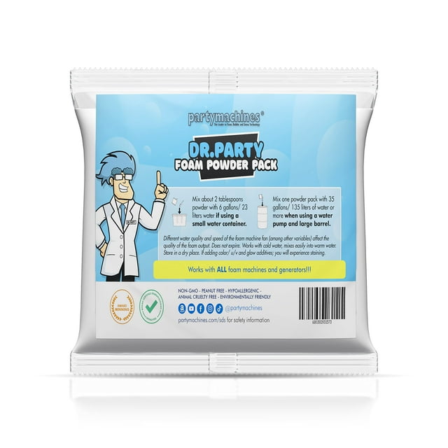 Paquete de polvo de espuma Partymachines: ideal para los escépticos que desean usar paquetes de polvo en su cañón de espuma. Pruebe este producto en el cañón de espuma grande, como el video de esta pá