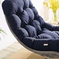 thumbnail image 6 of Contemporary Modern Urban Designer Outdoor Patio Balcony Garden Furniture Lounge Chair, Rattan Wicker Fabric Metal, Navy Blue, 6 of 6