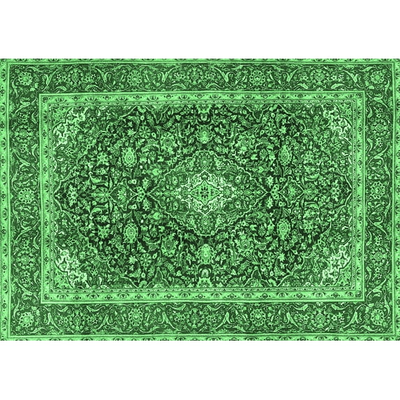 Ahgly Company Indoor Rectangle Medallion Emerald Green Traditional Area Rugs, 8' x 10'