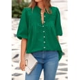 thumbnail image 3 of Blusa PRETTYGARDEN para mujer, verano 2025, manga corta, verde, 3 of 8