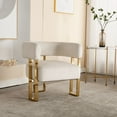 thumbnail image 6 of Dayalane Modern Barrel Accent Chair, Velvet Upholstered Armchairs with Metal Leg, Reading Chairs forLiving Room, Bedroom, Lounge, White, 6 of 8