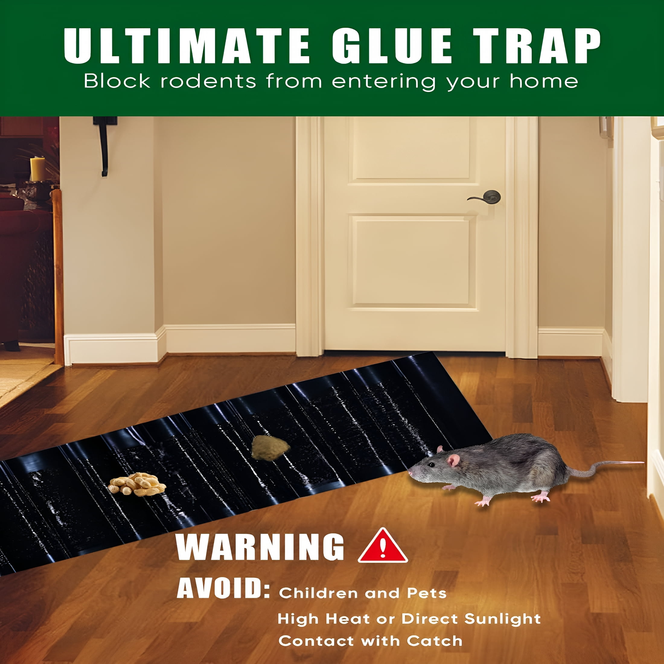 QARUN 6 Pack Rat Sticky Traps Extra Large,Black Mouse Glue Trap Sticky Trap for Mice and Rats,Enhanced Stickiness Trapping Pads Snakes Spiders Roaches for House Rodent Pest Control - 47.2x11