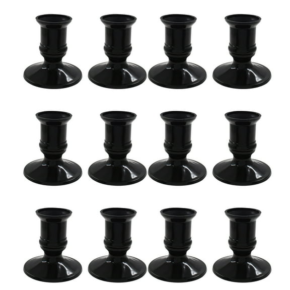 lixuesong 12Pcs Black Taper Candle Holders Elegant Designs LED Candle Stand Candlestick for Christmas Weddings and Dinners