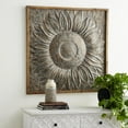 thumbnail image 3 of DecMode Gray Metal Sunflower Floral Wall Decor with Embossed Details, 3 of 13