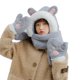 thumbnail image 2 of Lindo gorro de oso de estudiante, bufanda, guantes de una pieza, gorro cálido de tres piezas para mujer, invierno, 2 of 6