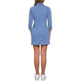 thumbnail image 3 of Vestido de mezclilla para mujer Inspire Chic, con mangas 3/4, botones, mini vestido de camisa de mezclilla, color azul cielo, 3 of 6
