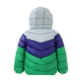thumbnail image 2 of HILEELANG Toddler Boy Winter Hodded Puffer Color-Block Jackets Coats Light Weight Outerwear Green 5-6 Years, 2 of 5