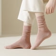 thumbnail image 4 of Eoperou 1 Pair Women Socks Mid-tube Solid Color Knitted Thick Warm Elastic Anti-shrink Soft Warm Anti-pilling Anti-slip Lady Winter Socks, 4 of 8