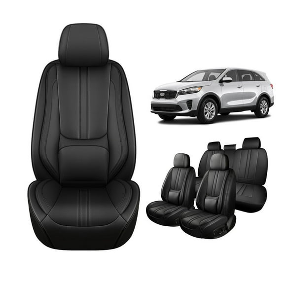 Faifani Car Seat Covers For KIA For Sorento 2003-2024 2025, Waterproof Nappa Leather Auto Seat Protectors with Lumbar Support, Luxury Automotive Interior Accessories