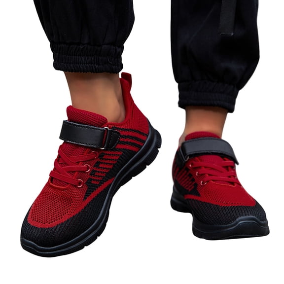 Children Walking Shoes Wide Toe Box Slip on with Arch Support Wide Width Comfortable All Season Wear Cushion Tennis Gym Sneakers Red Size 4.5 Big Kid
