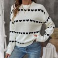 thumbnail image 2 of CheerKidz Women Knitted Sweater Long Sleeve High Neck Casual Soft Stretchy Breathable Fashion Striped Patchwork Trendy Tops for Spring Winter Daily Wear(White#1,S), 2 of 9